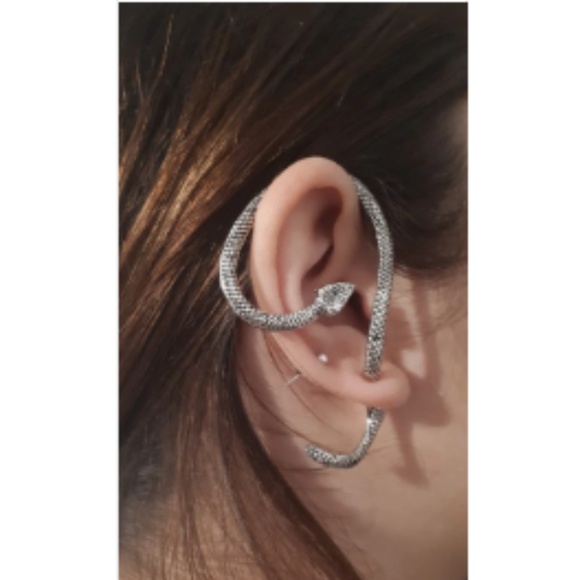 Greek Goddess Wrap-Around Silver Snake Earring - Picture 7 of 9